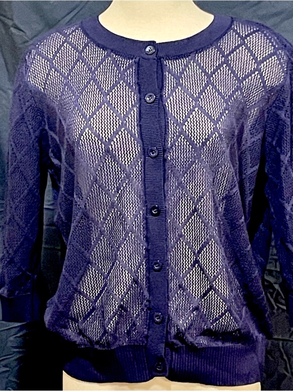 Grace Karin Purple Diamond Openwork Button Cardigan